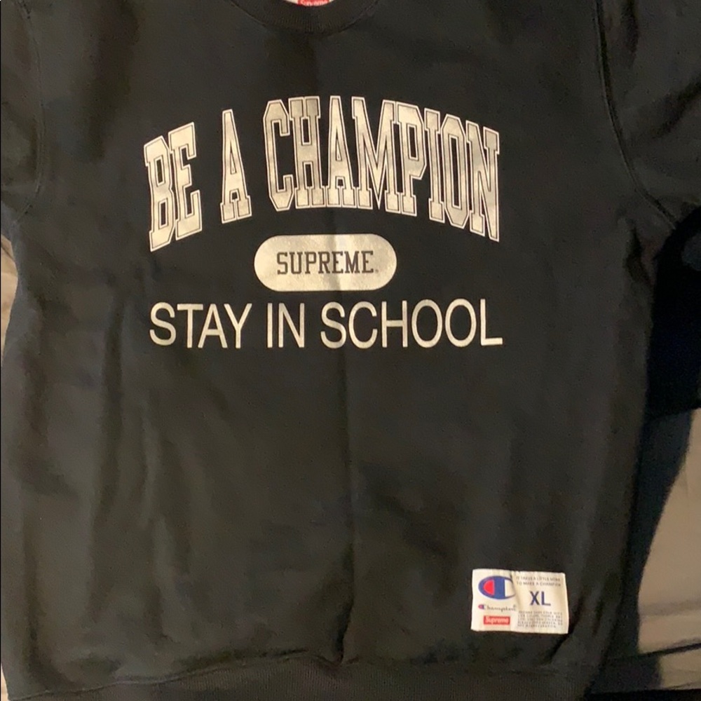 SupremeX champion stay in school crewneck